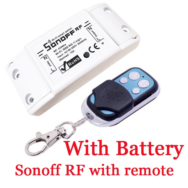 RF with Battery Rem Sonoff RF Wifi переключатель модули для автоматизации умного дома 433 МГц беспроводной пульт дистанционного управления светильник с помощью Ewelink работать с Alexa Google Home - Комплект: RF with Battery Rem