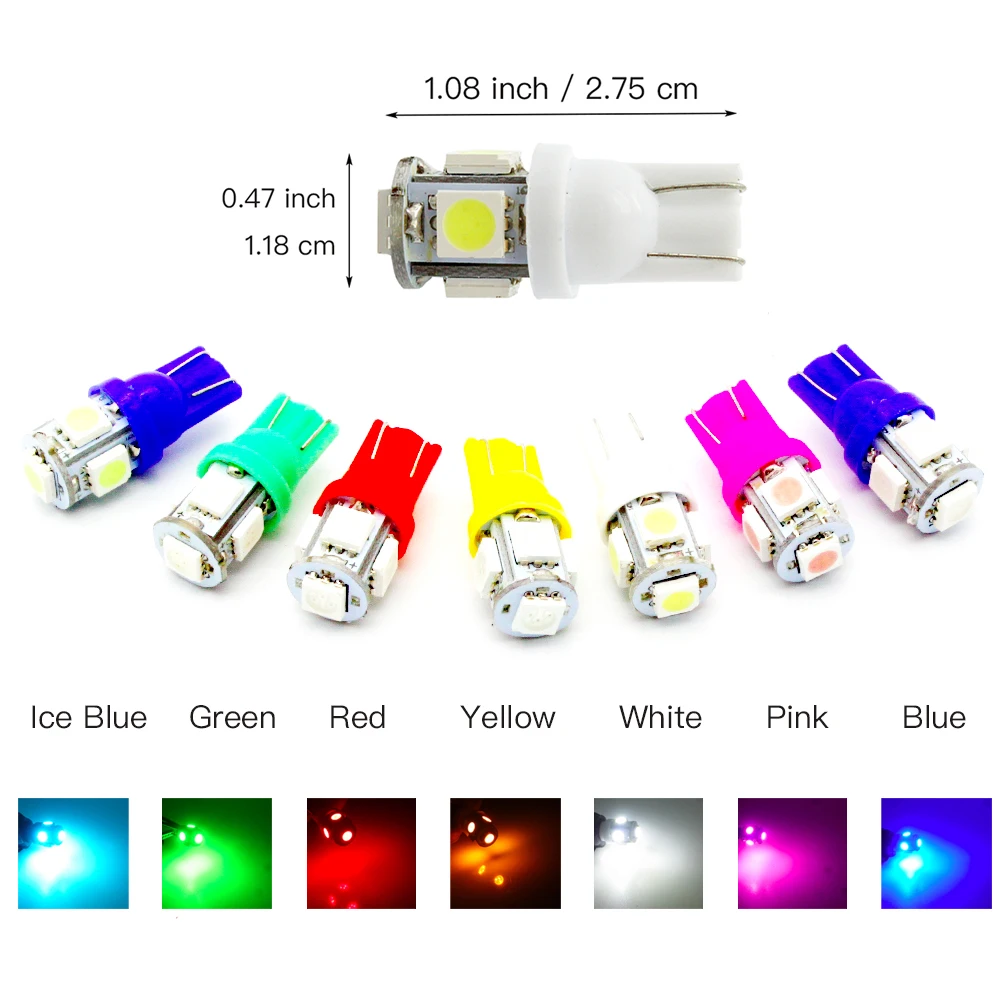 Светодиодные клиновые лампы AZGIANT T10 5 SMD для чтения внутри автомобиля smd 3chip Technology