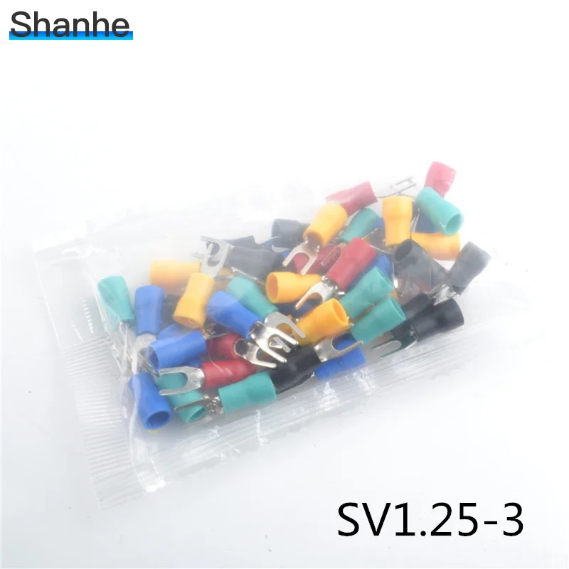 Mixed Colors 100 шт Изолированные Наконечники провода SV1.25-3 электрические наконечники обжимной клеммы - Цвет: Mixed Colors