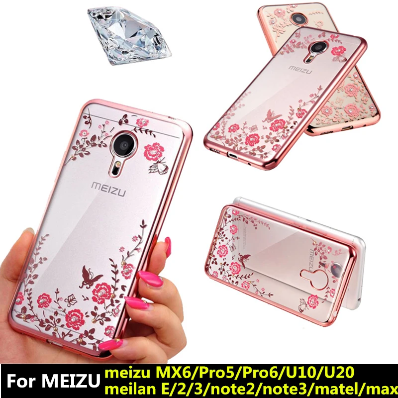 Diamond Case Flower Pattern Soft Plating TPU Back Cover For MEIZU MX6 Pro5 Pro6 U10 U20 meilan E 2 3 Secret Garden Series |