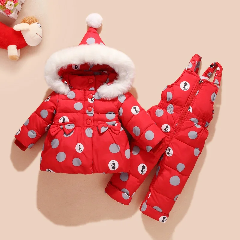 Winter Kids Clothes Girls Boys Down Coat Children Warm Snowsuit Outerwear +Romper Clothing Set Russian children's jackets | Детская