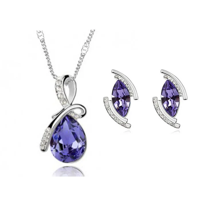 Свадебные ювелирные наборы Модный кристалл оптом ожерелье с подвеской в виде