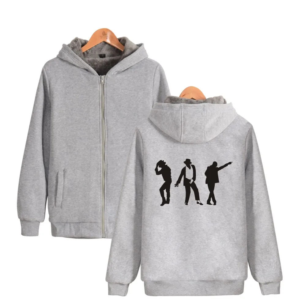 

Michael Jackson Moonwalk Silhouette Zipper Hoodies Men/Women Thick Warm Winter Hooded Sweatshirt Moonwalk Poppin Silhouette