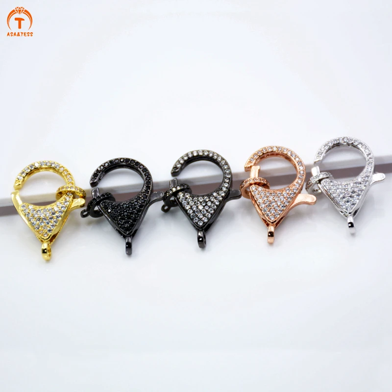 ASA & TESS CZ Micro Pave омаровый коготь застежка с кольцом Разъем Проложить микро застежки