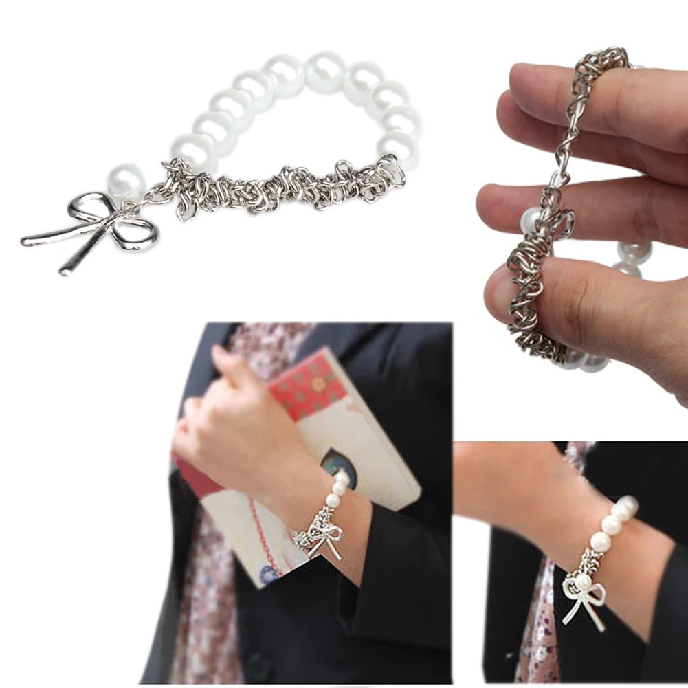 Цепочка с милым бантом Белый браслет искусственным жемчугом M40 | Украшения и