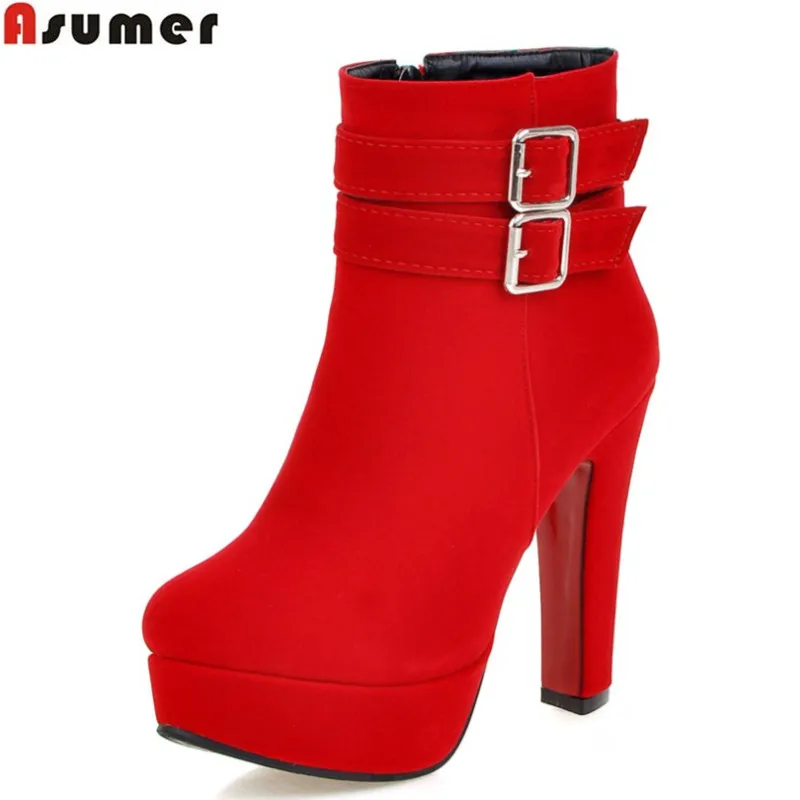 Asumer/большой размер 33 43 хит продаж осенне зимние женские ботинки черные ботильоны