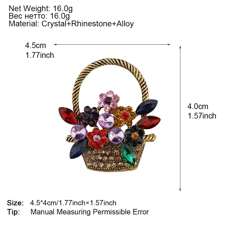 ALLYES рождественские хрустальные броши-корзины с цветами для женщин и девочек