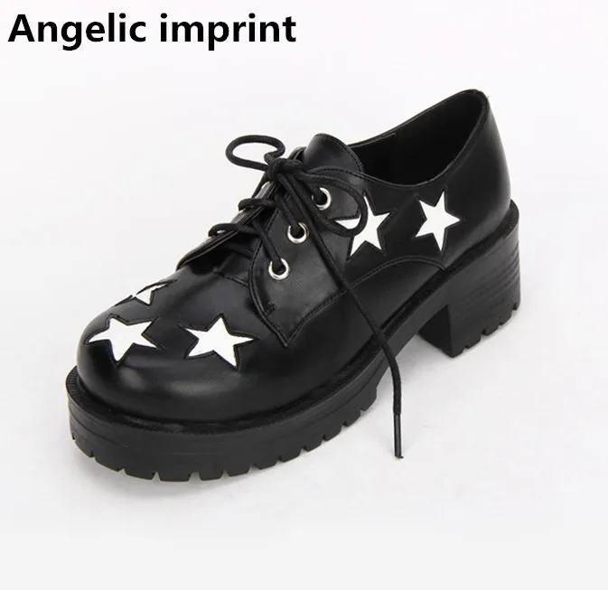 Ангельский отпечаток Женская Мори девушка в стиле панк Обувь Лолиты для