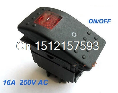 1pc Red light DPST OFF/ON Boat Car Rocker Switch RK1-06 Double pole single throw