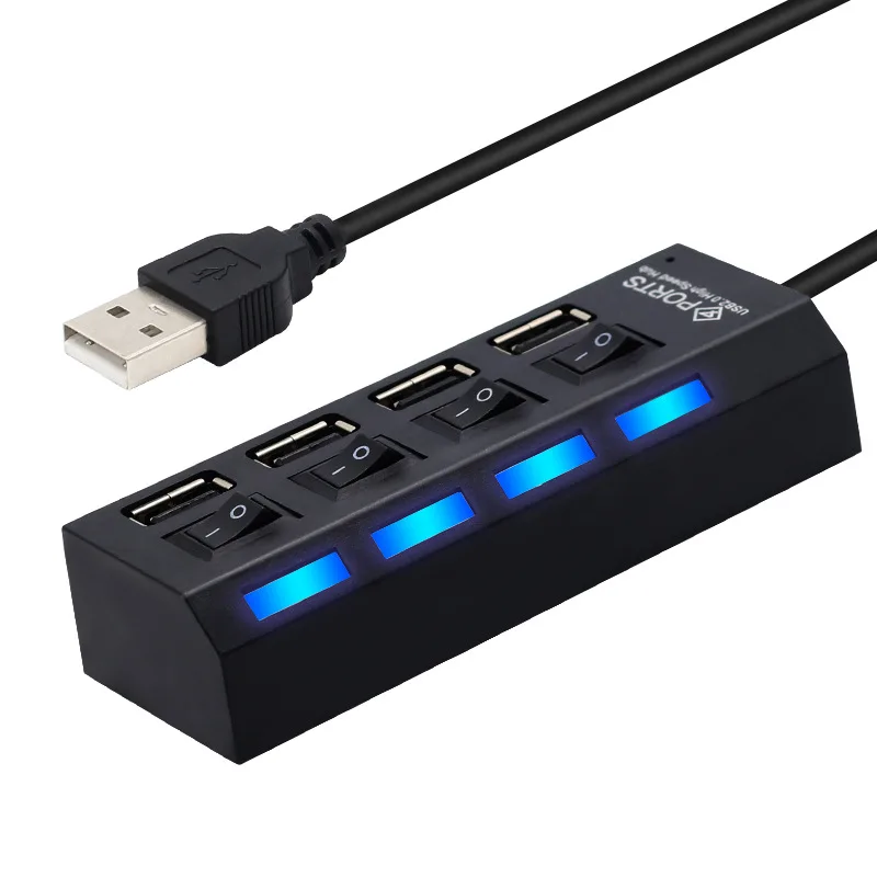FFFAS 40 см черный USB 2 0 делитель независимый переключатель 4 Порты Интерфейс