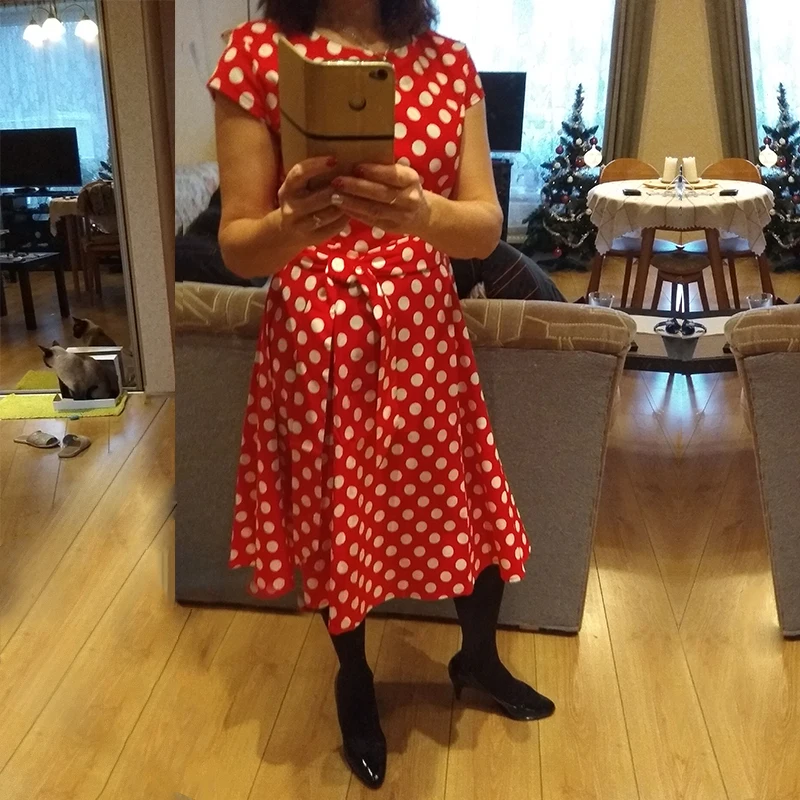 Sisjuly 1950s retro dresses women polka dots bowknot a line black elegant tea rockabilly vintage summer short dress 2019 | Женская