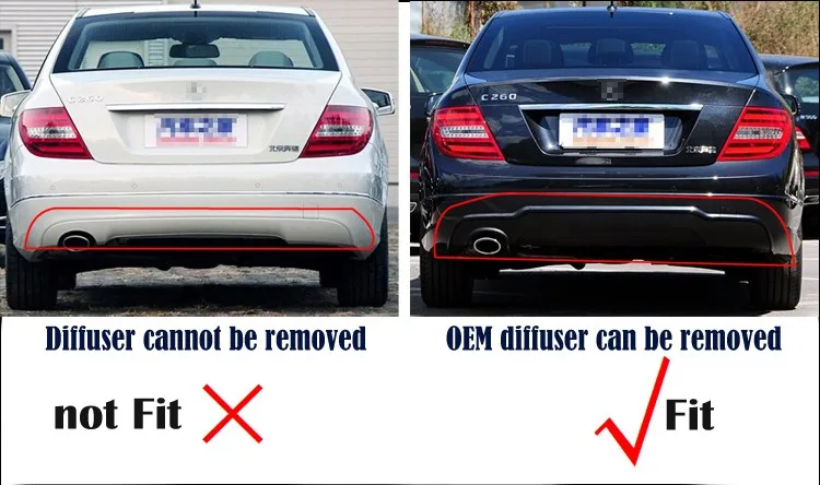 Для Mercedes C W204 C204 Saloon/Coupe/Estate/Sports задний бампер диффузор W/Vent Carbon Fiber V Look Direct Fix с