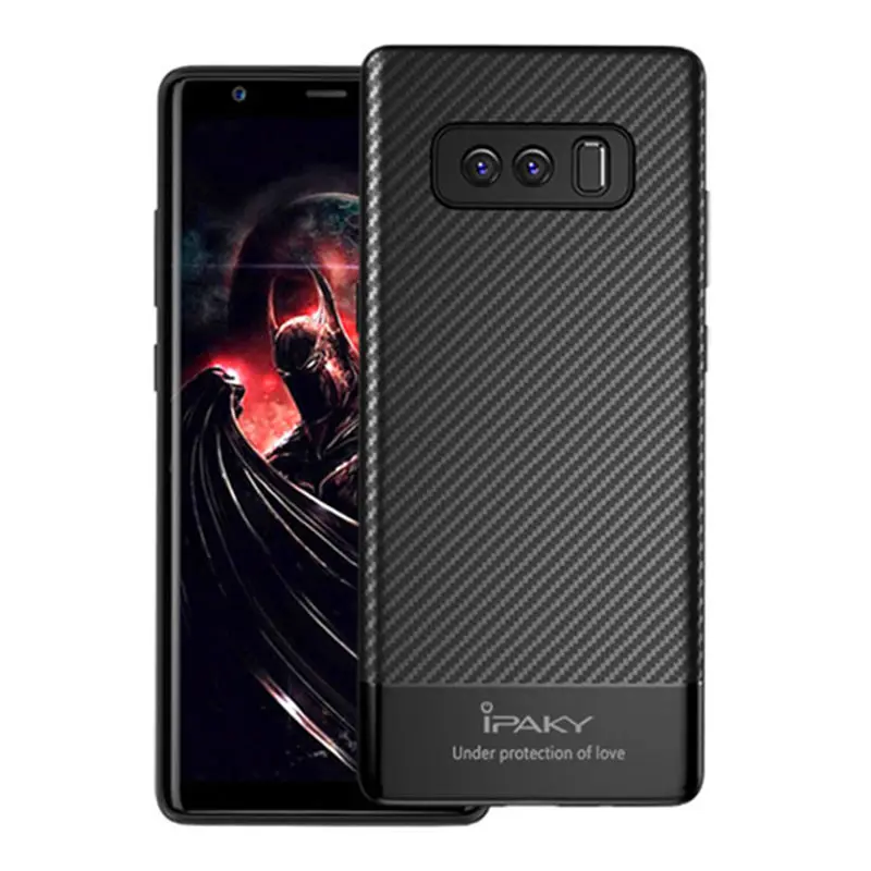 Чехол для Samsung Note 8 IPAKY S9 S8 S10 Plus из углеродного волокна Гибридный Силиконовый