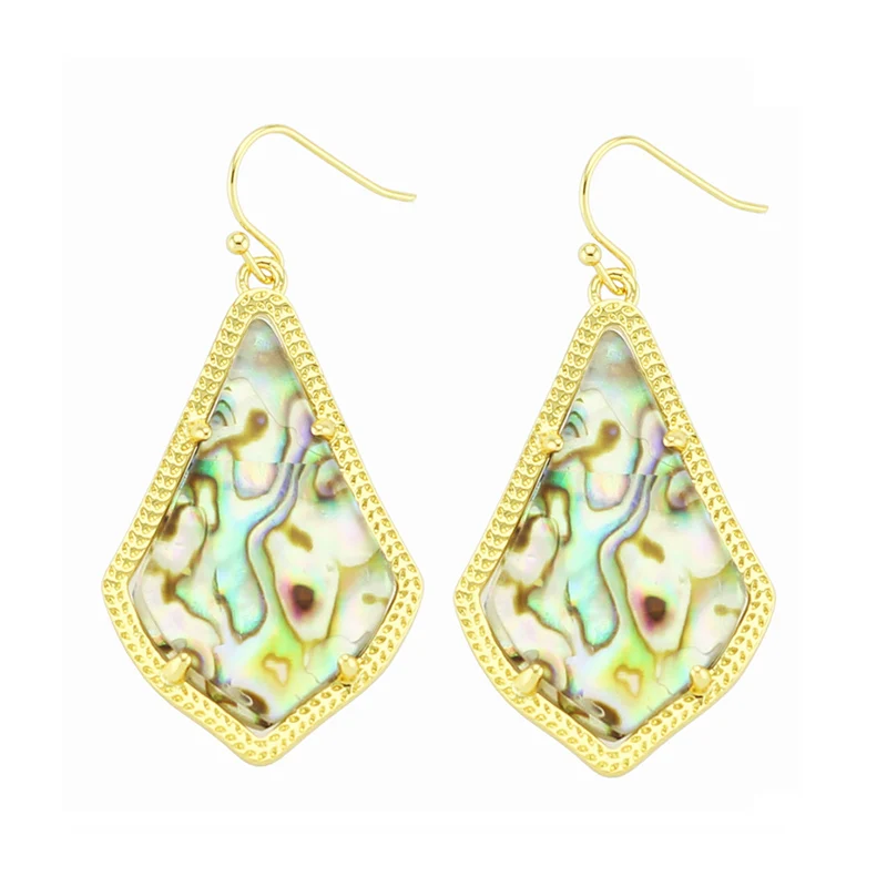 Модные аксессуары KS Alex полудрагоценные серьги золотого цвета современные