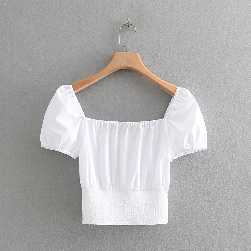 Летние топы Женская одежда 2019 Повседневный Белый Топ с коротким рукавом футболка