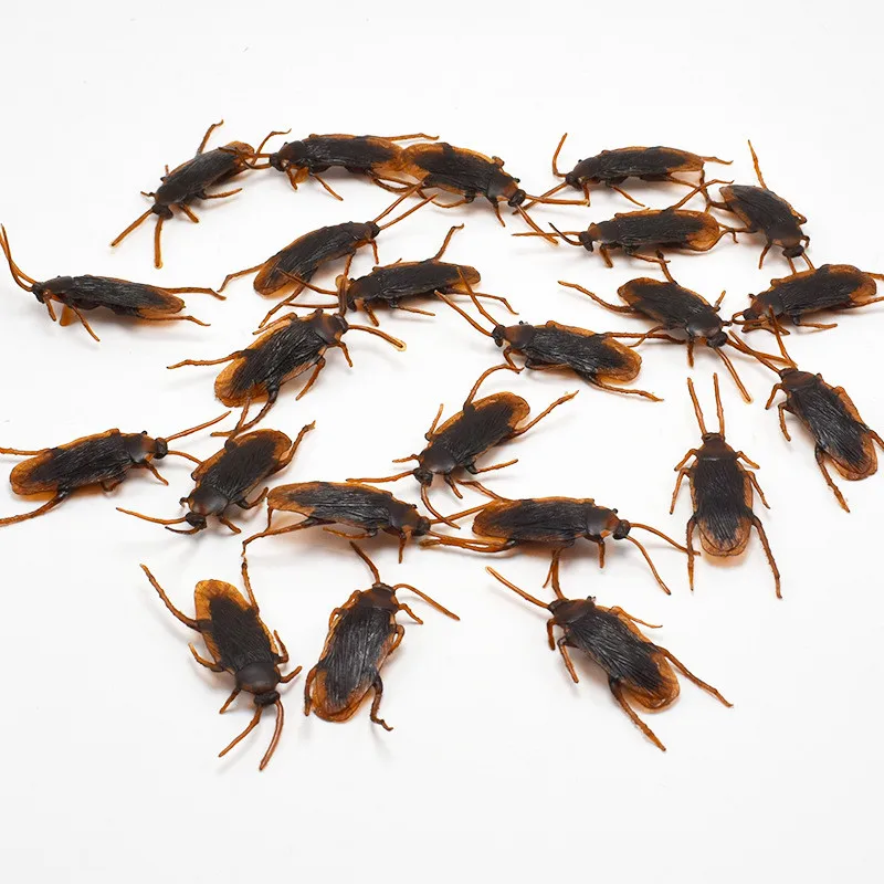 10Pcs Halloween gadget Plastic Cockroaches Joke Decoration Props Rubber Toy Gags Practical Jokes Toys Insects Bugs Cockroach | Игрушки и