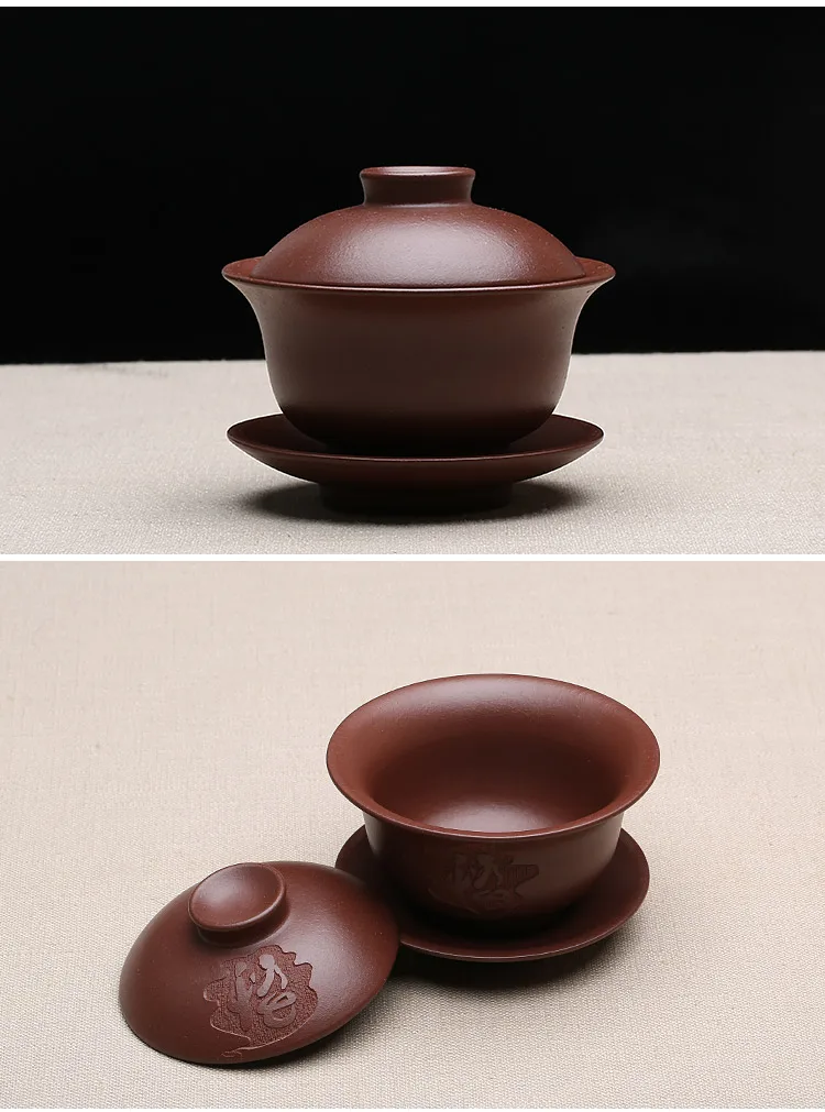 140 ml фиолетовая глина yixing Gaiwan все ручной природных Zisha для хватания миска с крышкой набор блюдец/Drinkware утварь бутик
