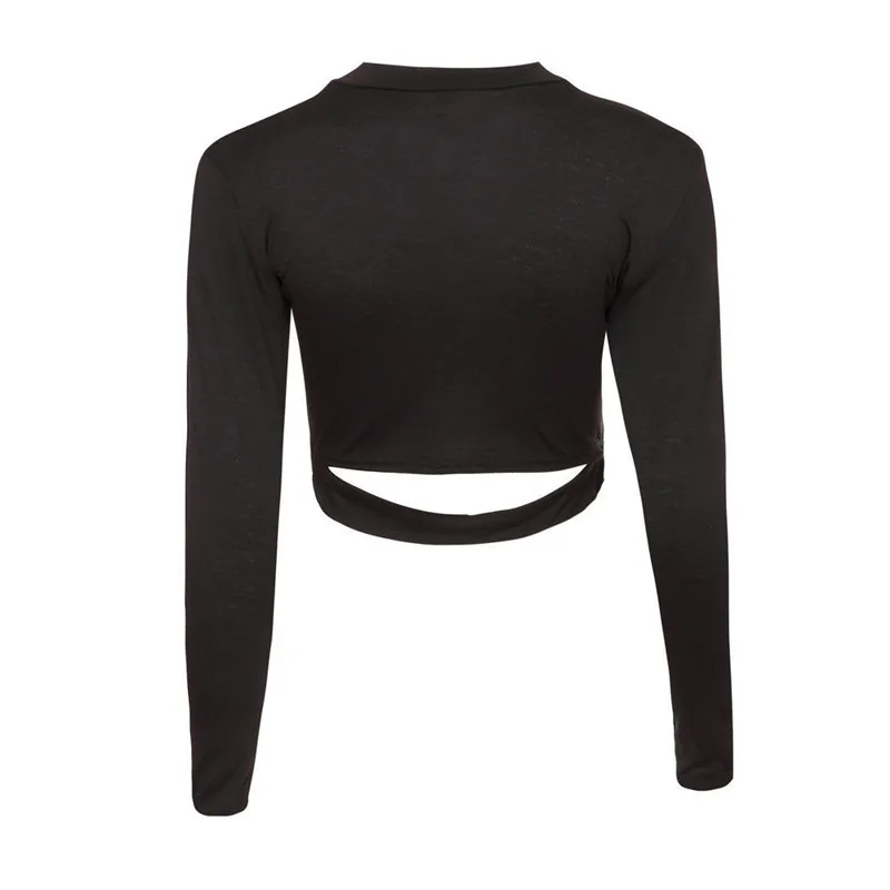

New Women Sexy Special Black Crop Tops Fashion 2018 Ladies Long Sleeve Hollow Out Club Party Sweaters Autumn Winter Pullover Top