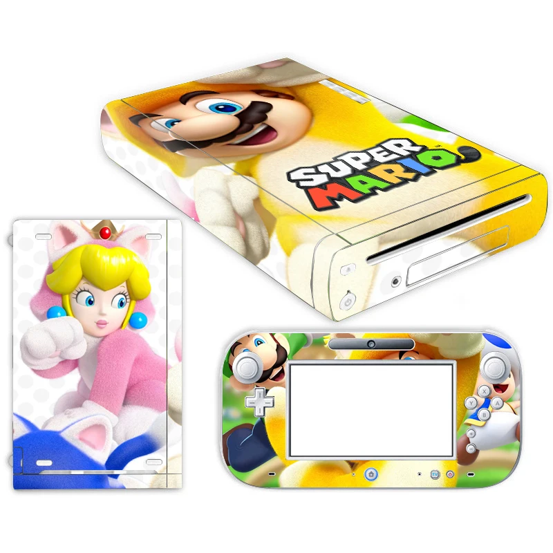 Супер Марио кожи наклейка для nintendo wii u консоль крышка с пультами контроллер скины для геймпад для nintendo wii u стикер