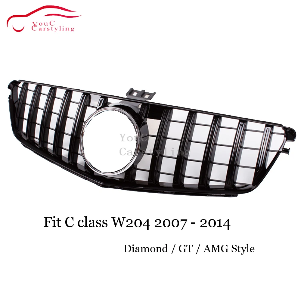 W204 Алмазный Стиль GT AMG решетка для Mercedes Benz C Class C180 C200 C300 C350 2007 2014 передний гриль