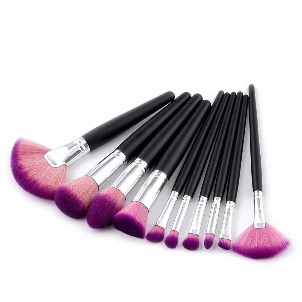 

10Pcs Flat Head Makeup Brushes Tools Kit Power Foundation Blush Eye Shadow Blending Fan Cosmetic Beauty Make Up Brush Maquiagem