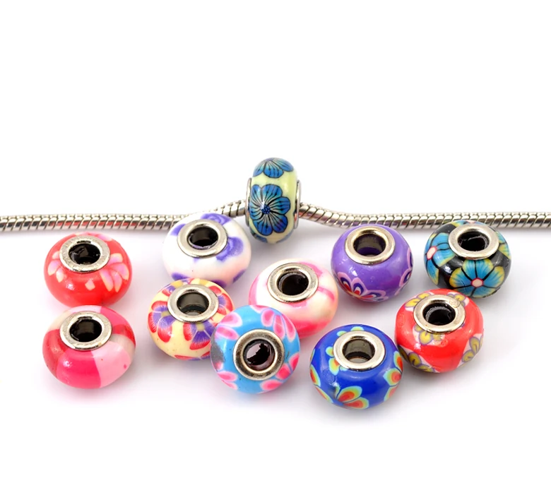 Европейский стиль очаровательные глиняные бусины Круглые разноцветные золотые