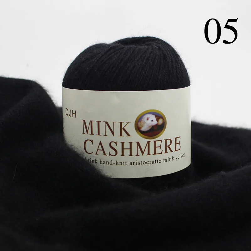 black yarn 6 шариков/300 г Высококачественная мягкая норковая бархатная шерстяная пряжа для ручного вязания Роскошная длинная плюшевая монгольская теплая кашемировая линия - Цвет: black yarn