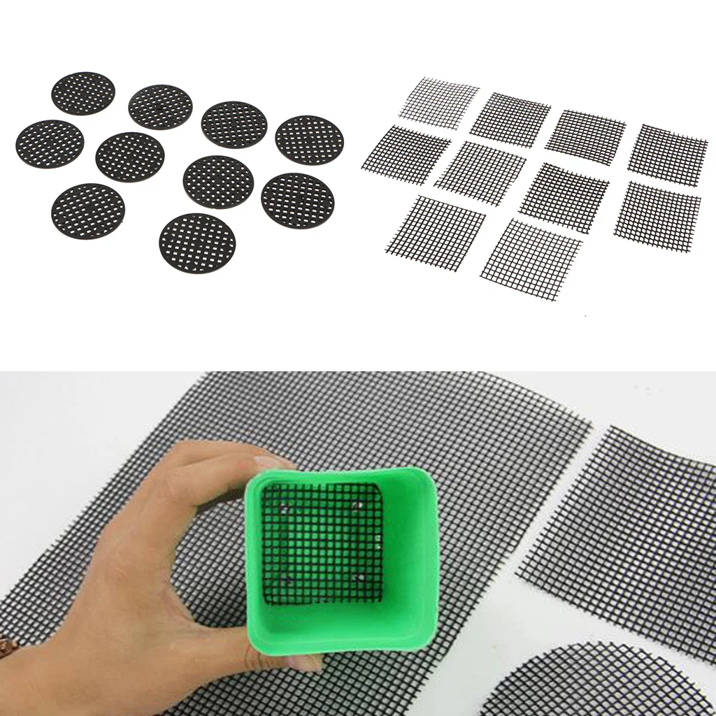 20Pcs Flowerpot Bottom Net Bonsai Mesh Sheet Plastic Drainage Net 4.5& 5cm