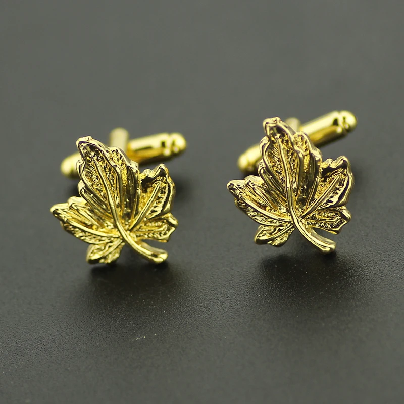 Оптовая продажа 20 шт./лот Золотая рубашка с Кленовым листом запонки высокое