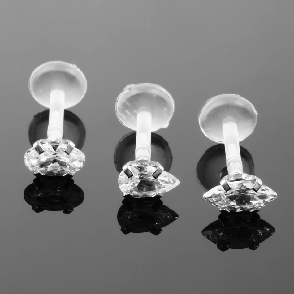 1 шт. PTFE Bioplast губы iercings кристалл Labret кольцо губ Morne Козелок Уха стержни комплект губ пирсинг кольца, пирсинг тела, украшения