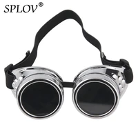 retro round metal steampunk men sunglasses women welding fashion cyber glasses adjustable belt vintage shades