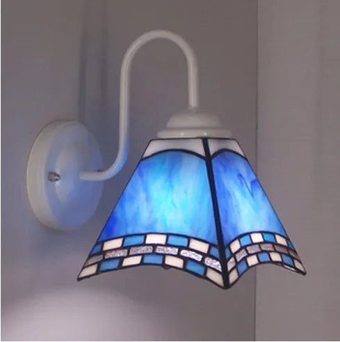 

Средиземноморский синий стеклянный светодиодный настенный светильник tiffanylamp, настенный светильник с поверхностным креплением для украшен...