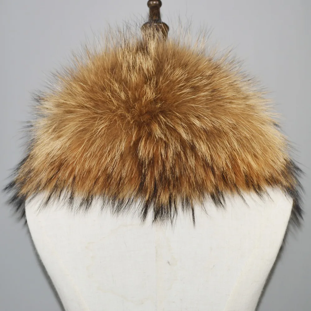 Женский меховой шарф с воротником из меха енота зимняя теплая шуба меховым