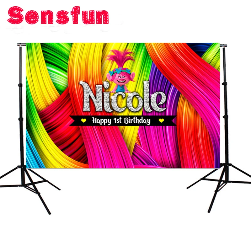 Виниловый фон для студийной фотосъемки с изображением троллей из мультфильма