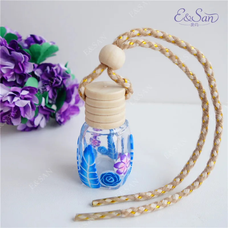 

wholesale RGB30-8MLsquare half a pack of clay bottles car pendant perfumecar hanging glass bottle 100pcs/lot