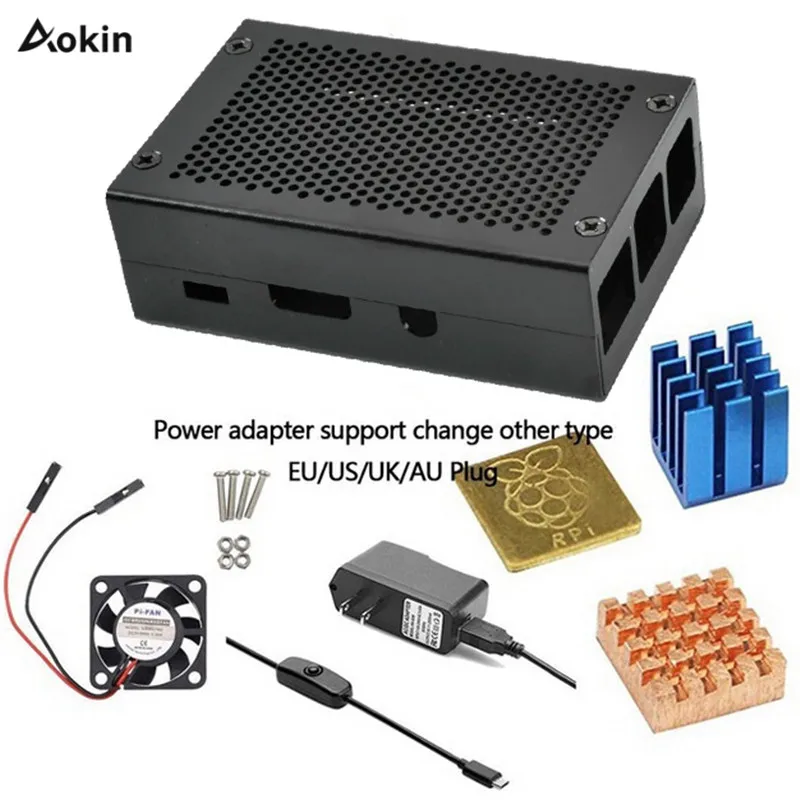 Для Raspberry Pi 3 B + корпус алюминиевый серебристый металлический 5 В/3 В охлаждающий