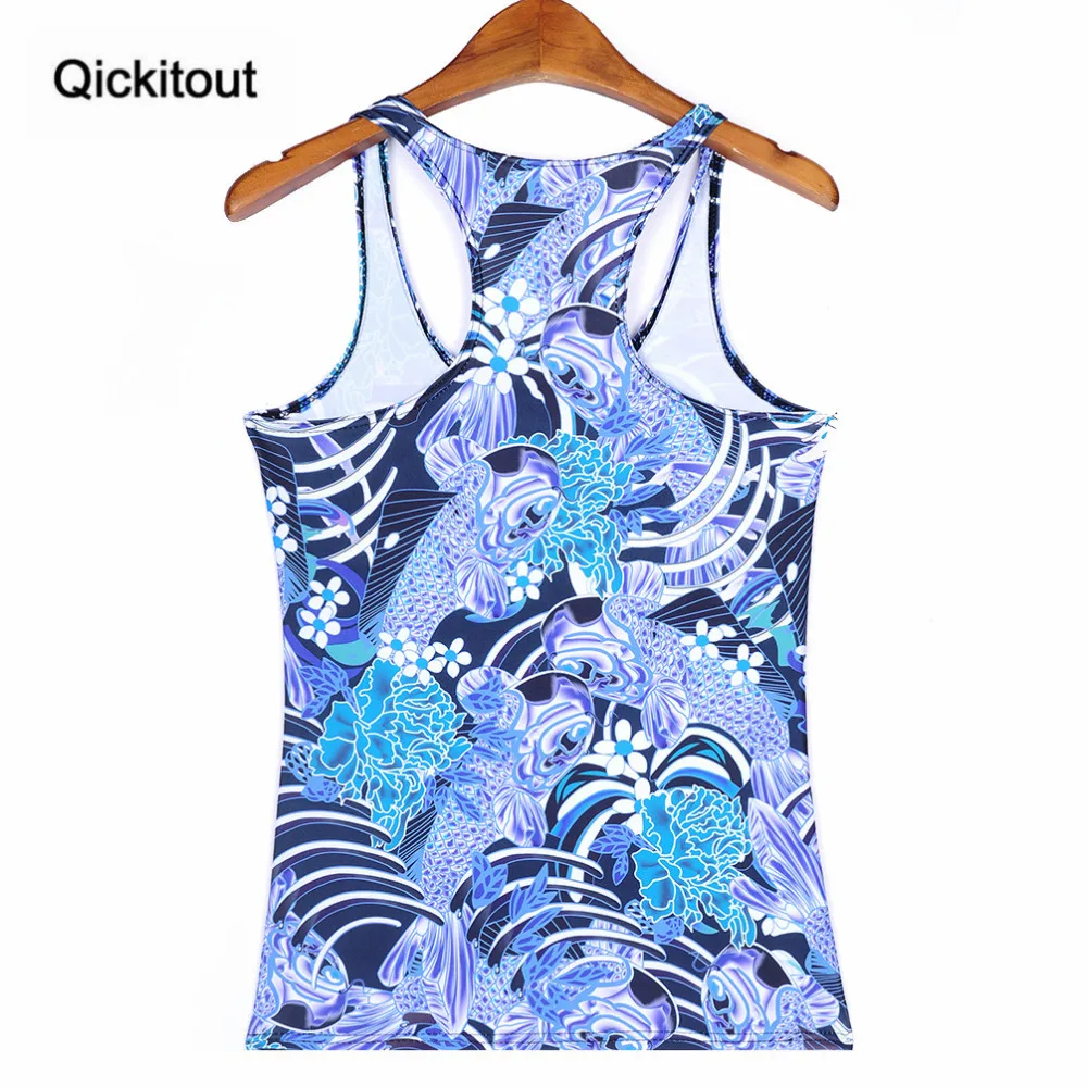 Женские блузки без рукавов Qickitout летние повседневные с цифровой печатью|ladies vest