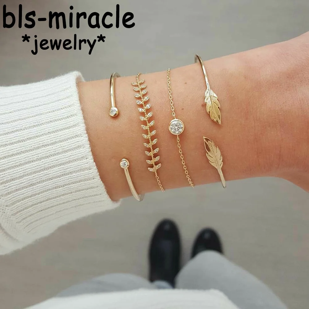 Браслеты Bls miracle в богемном стиле с перьями и кристаллами Набор браслетов шармами