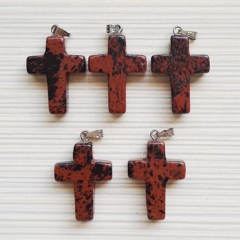 Модные подвески-кресты из красного обсидиана натурального камня для
