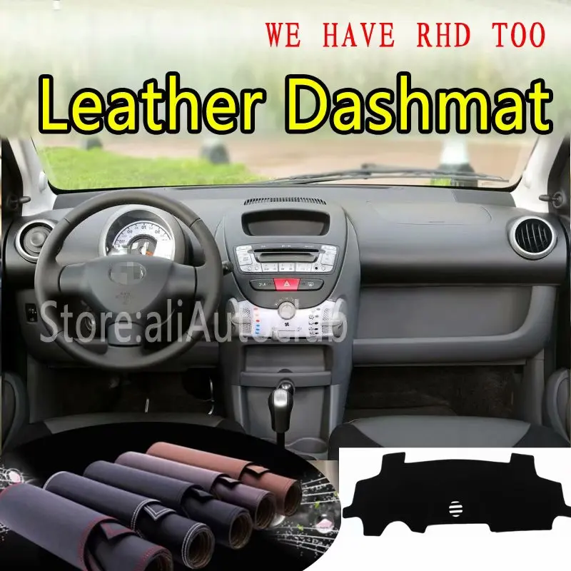 For Toyota Aygo Citroen C1 Peugeot 108 2005-2014 Leather Dashmat Dashboard Cover Dash SunShade Carpet Custom Car Styling LHD+RHD