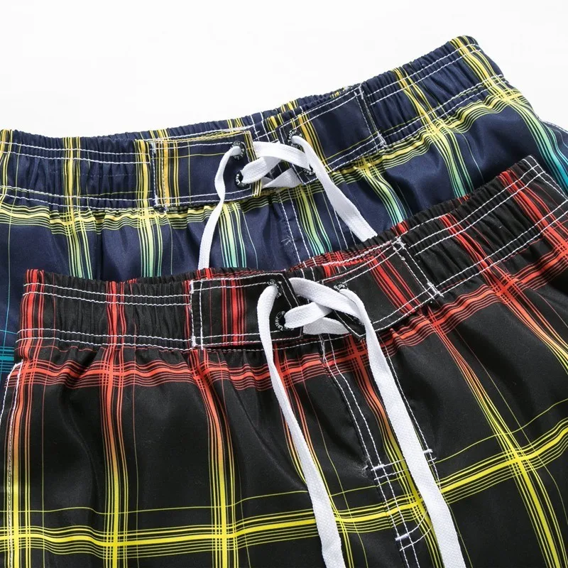 Пляжные шорты в клетку для мужчин Шорты плавания одежда сухого купания бермуды