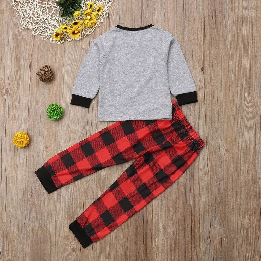 Kids Xmas Moose Clothes Outfits Cute Baby Boy Girl Christmas Deer Shirt Long Pants Cotton Plaid Outfit Clothing Sets 0-5T | Детская