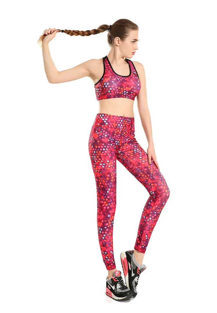Женские леггинсы для упражнений в розовые пятна быстросохнущие энергетические