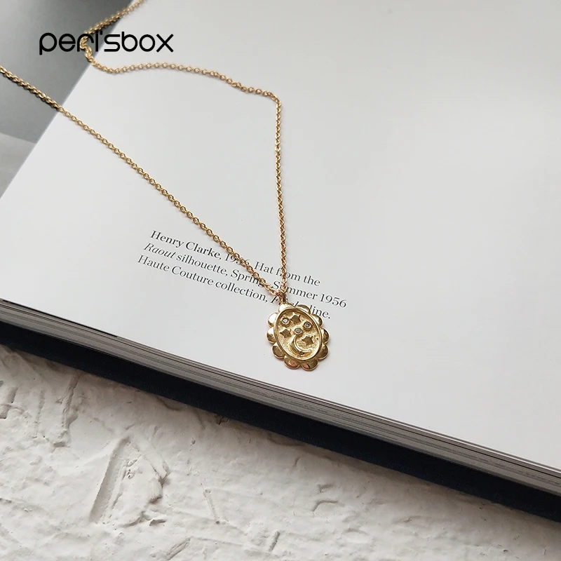 Peri'sBox золотого цвета крошечные Лунные звезды ниспадающее ожерелье на шею 925 пробы Серебристые овальные Чокеры для монет ожерелья Бохо многослойное чокер