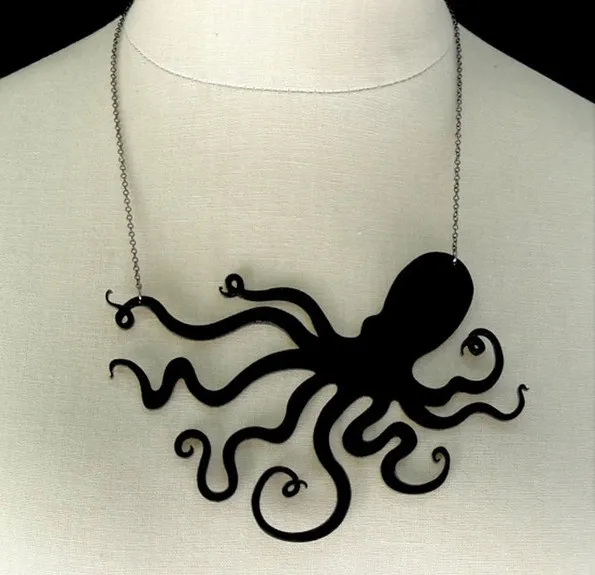 New Animal Jellyfish Vintage Clavicle Chain Black Bat Personality Necklace Women Long Fashion Accessorise Men Jewelry | Украшения и