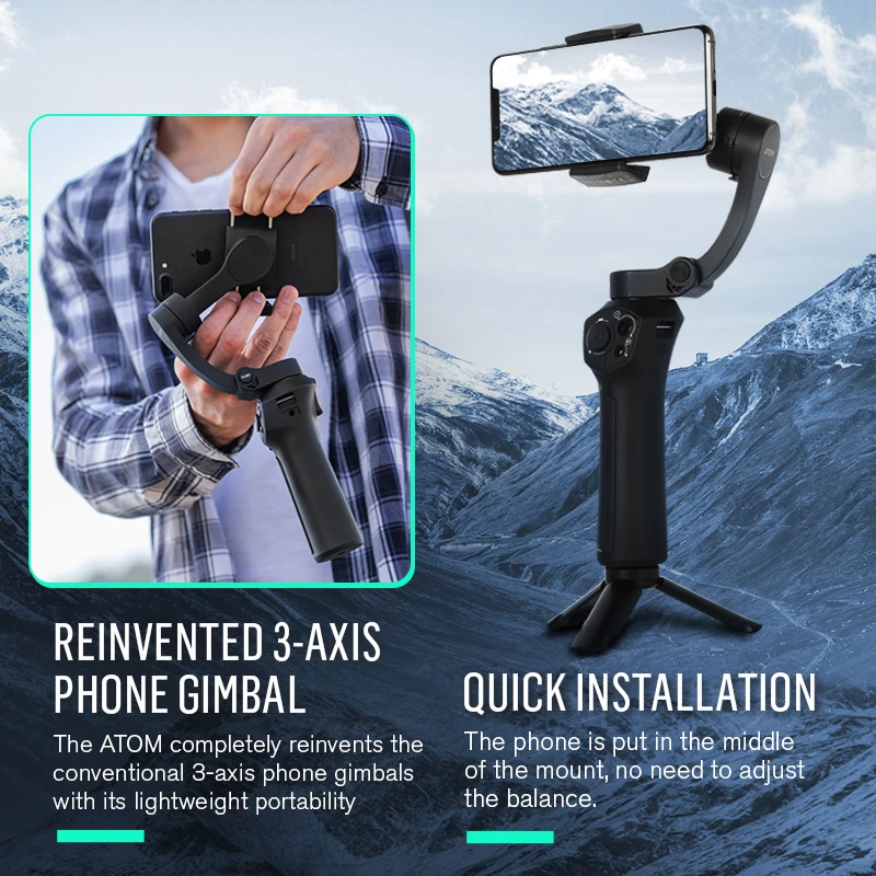 Snoppa Atom 3-осевой Карманный карданный стабилизатор для смартфона для iPhone X Gopro 6 7 Action Cam PK гладкой 4 DJI OSMO Mobile 2 карман