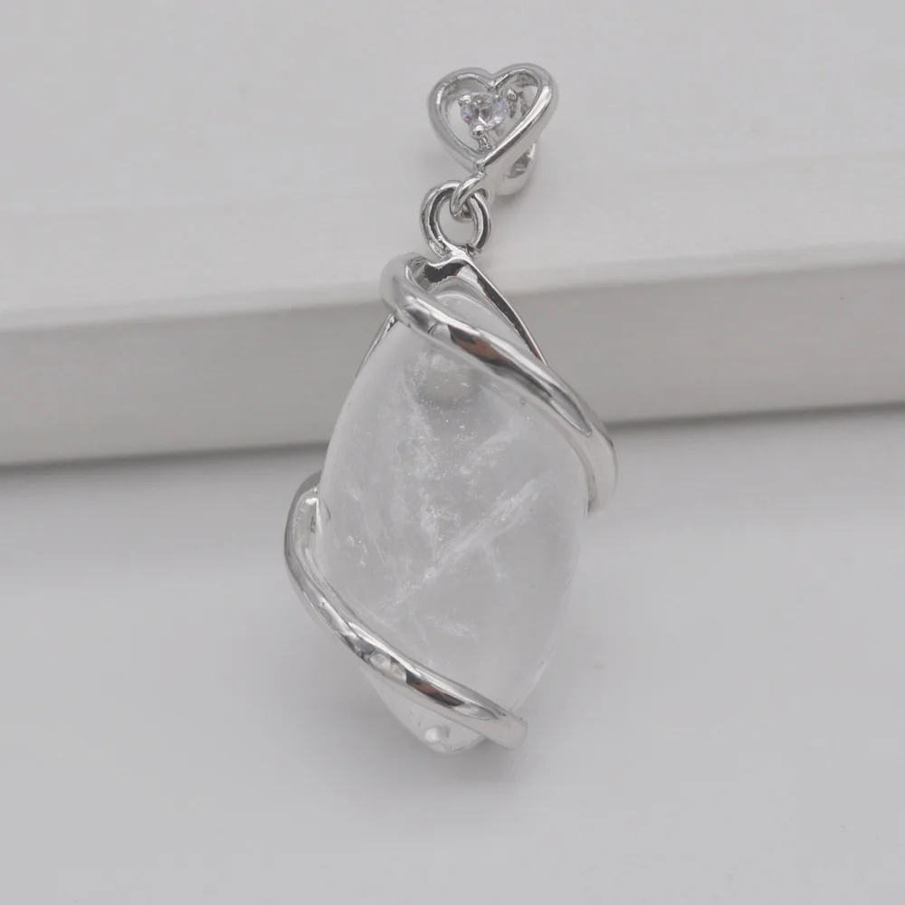 Clear Crystal Розовый прозрачный кристалл Лапис сердолик, опал голубой песчаник камень бисера драгоценный камень лошадь глаз кулон ювелирные изделия S510-S517 - Окраска металла: Clear Crystal