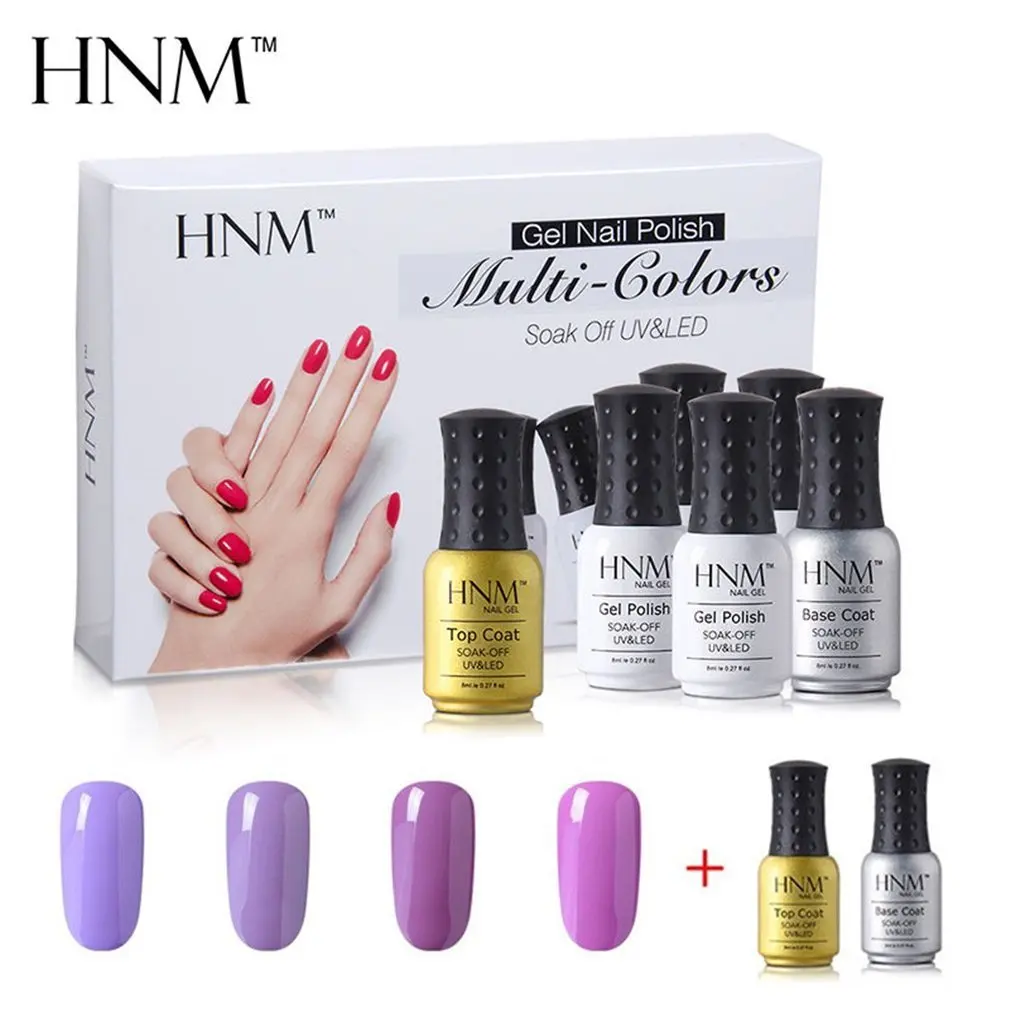 HNM 8 мл 4 шт. чистый цветной гель для ногтей 1 Базовый Топ подарочный набор
