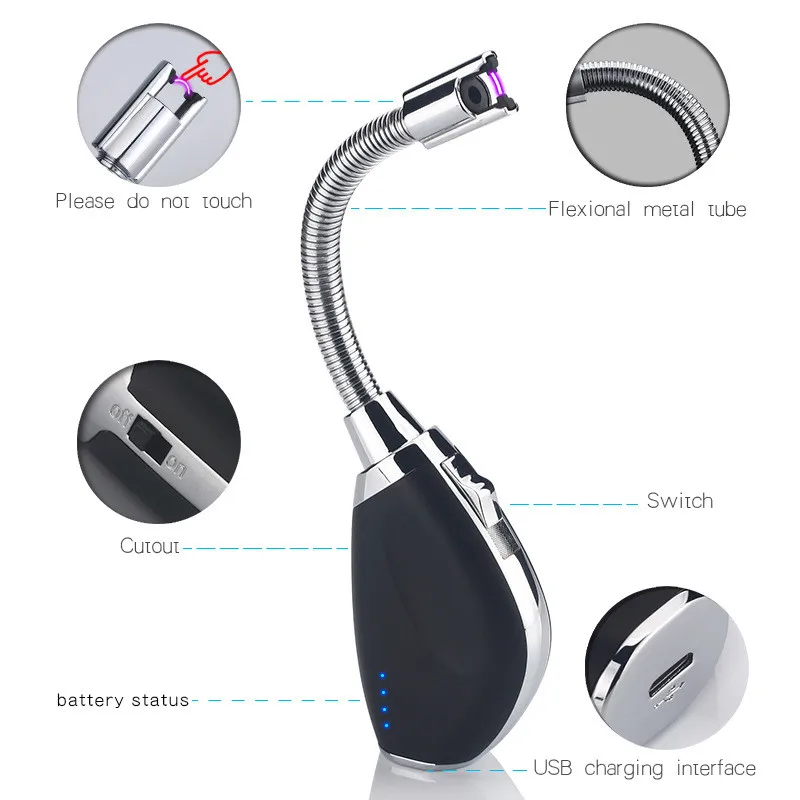 Кухонная зажигалка электронная зарядка через Usb ветрозащитная Зажигалка для
