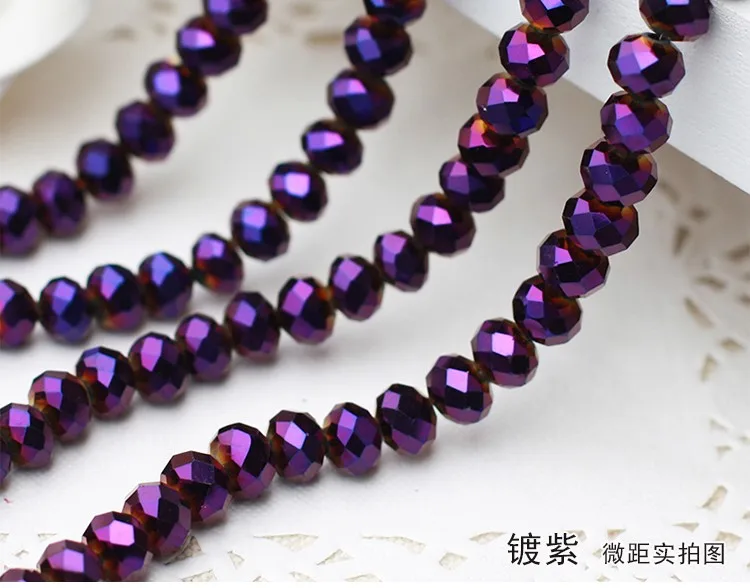 metallic Purple АААА высокое качество 2-12 мм AB цвета Rondelle Австрия граненые Хрустальные стеклянные бусины Свободные разделители Круглые бусины для изготовления ювелирных изделий - Цвет: metallic Purple
